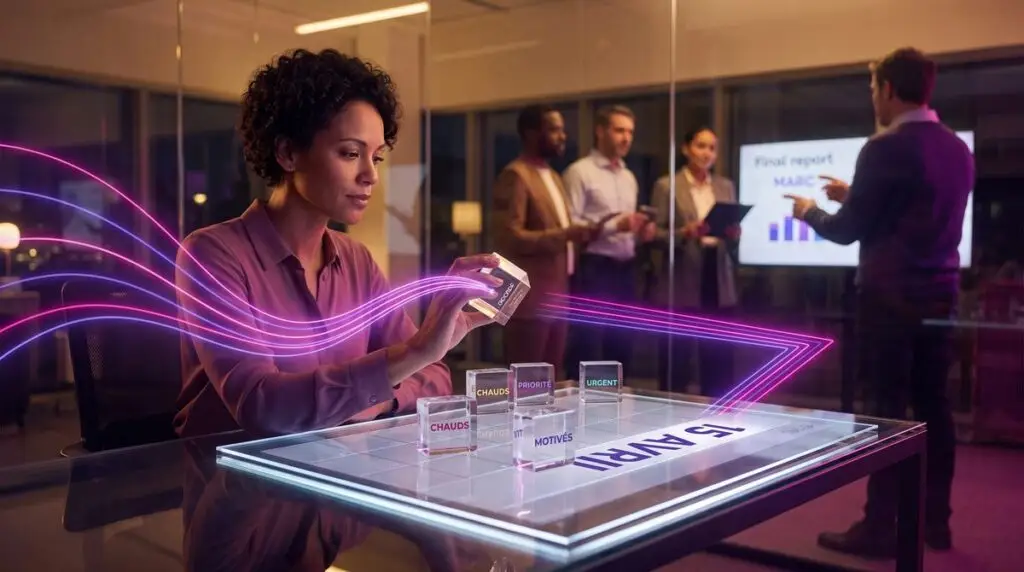 Commerciale remplaçant des cubes « chauds » et « priorité » par une date au 15 avril